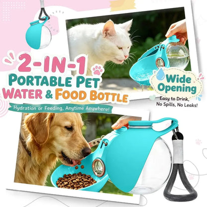 Bouteille d’Eau 2-en-1 pour Chien | Hydratation Facile Partout