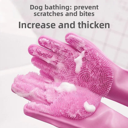 Gants de toilettage pour chien et chat – Brosse de bain anti-poils