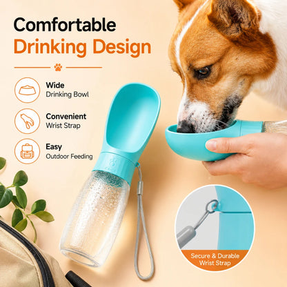 Bouteille d’eau 2-en-1 pour chien et chat – Anti-fuite