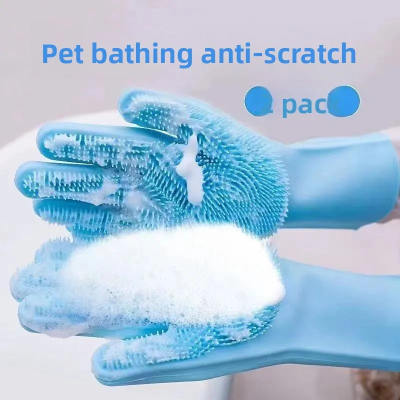 Gants de toilettage pour chien et chat – Brosse de bain anti-poils