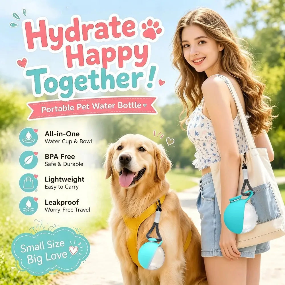 Bouteille d’Eau 2-en-1 pour Chien | Hydratation Facile Partout
