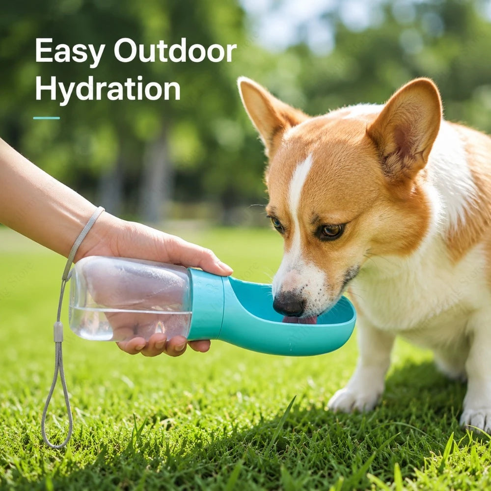 Bouteille d’eau 2-en-1 pour chien et chat – Anti-fuite