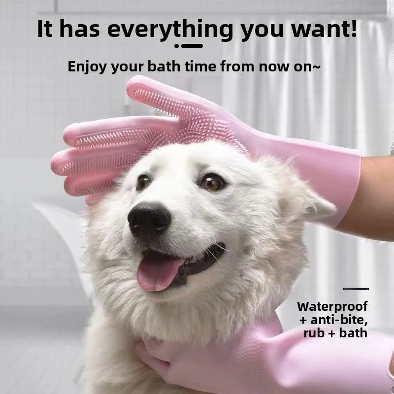 Gants de toilettage pour chien et chat – Brosse de bain anti-poils