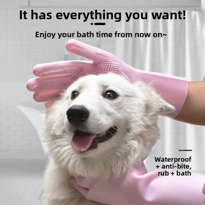 Gants de toilettage pour chien et chat – Brosse de bain anti-poils