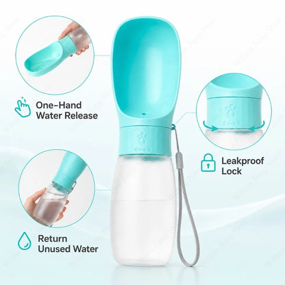 Bouteille d’eau 2-en-1 pour chien et chat – Anti-fuite
